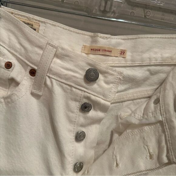 LEVI’s Jeans Women Size 27 Premium Wedgie Straight Big E Button Fly‎ Fray Hem - Picture 4 of 11
